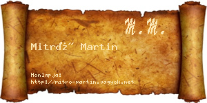 Mitró Martin névjegykártya